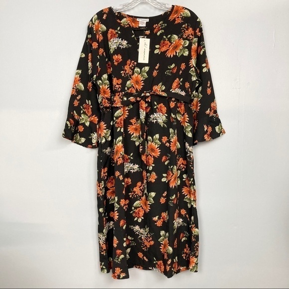 𝅺oh! Mamma Maternity Notched Floral Midi Dress - Picture 2 of 13